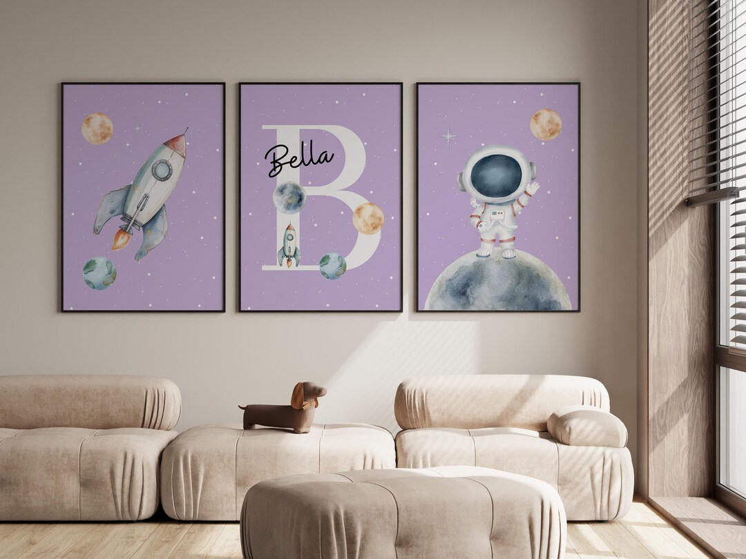 Space Purple Nursery Decor Outer Space Printable Wall Art Space Nursery ...