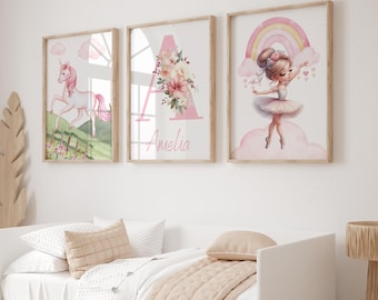 Girls Bedroom Prints,Girls Wall Art,Ballerina prints, Unicorn Prints,Unicorn Decor,Nursery prints,Pink Decor,Rainbow prints,Girls Room Decor