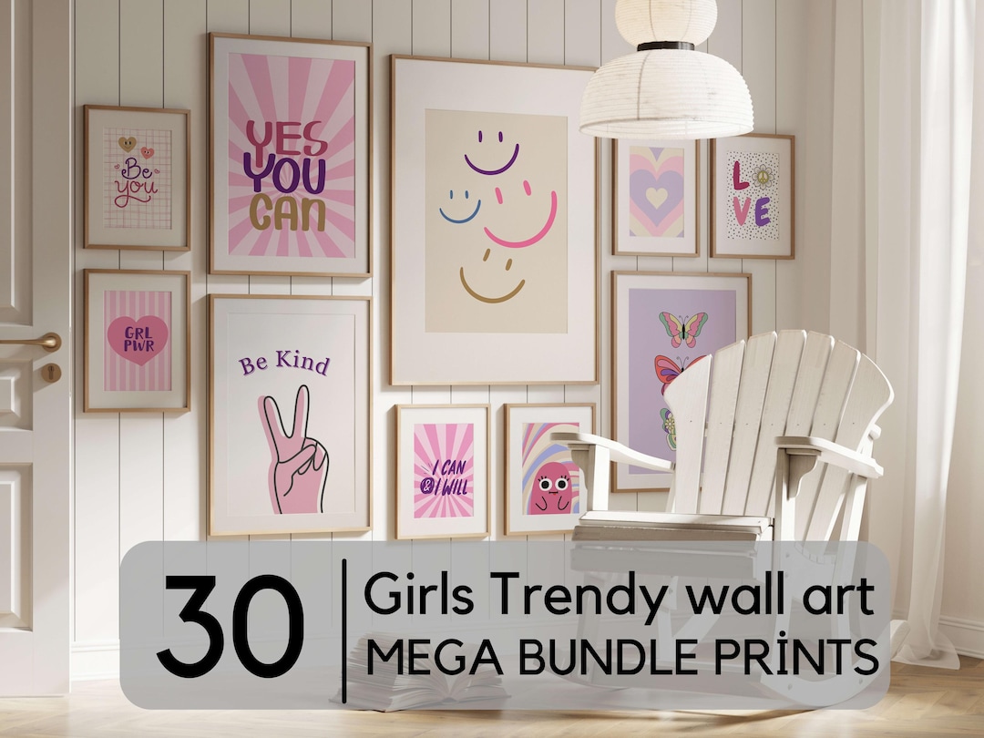 Teen Girl Wall Art Prints Set of 30 Mega Bundle Wall Art , Girls Trendy ...