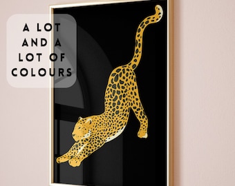 Gepard-Druck, Leopard-Wand-Kunstdruck, Katzenartiger Druck, Tiger-Illustration, druckbare Wandkunst, Großkatzen-Druck, Tierdruck, Gepard-Wand-Kunstdruck