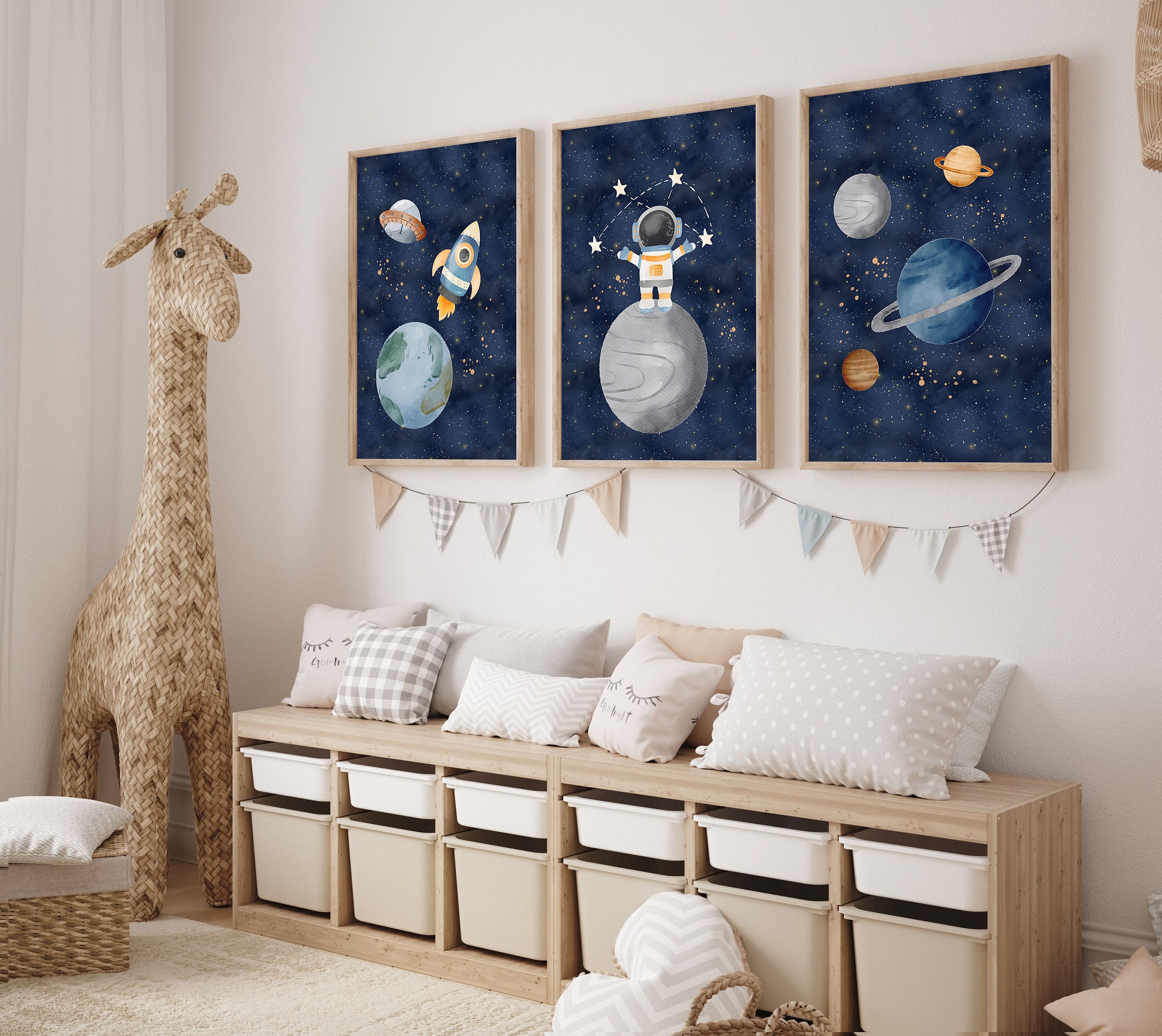 Space Nursery Prints, Outer Space Printable Wall Art Set of 3 for ...