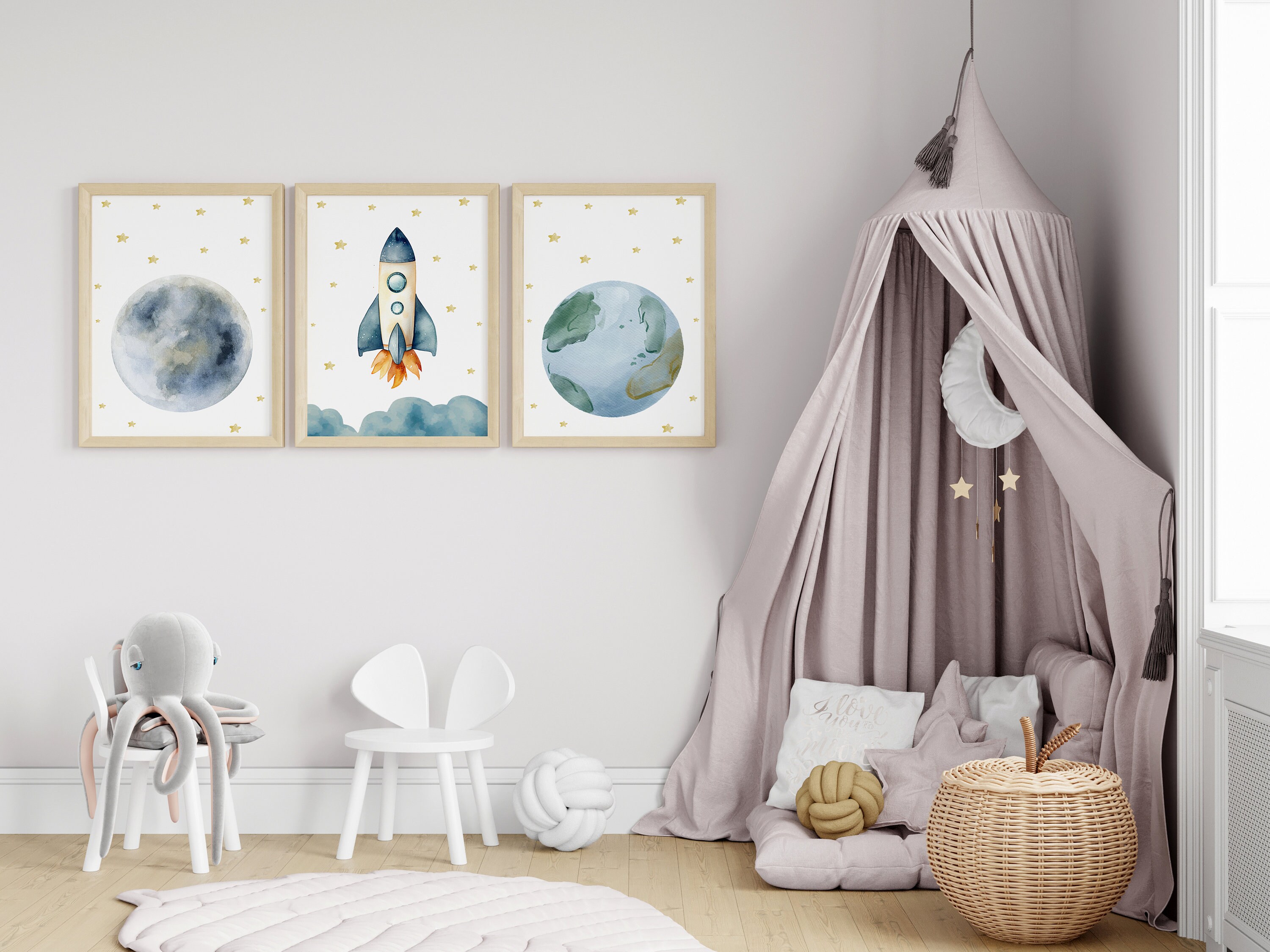 Space Nursery Prints,outer Space Printable Wall Art Set of 3 for ...