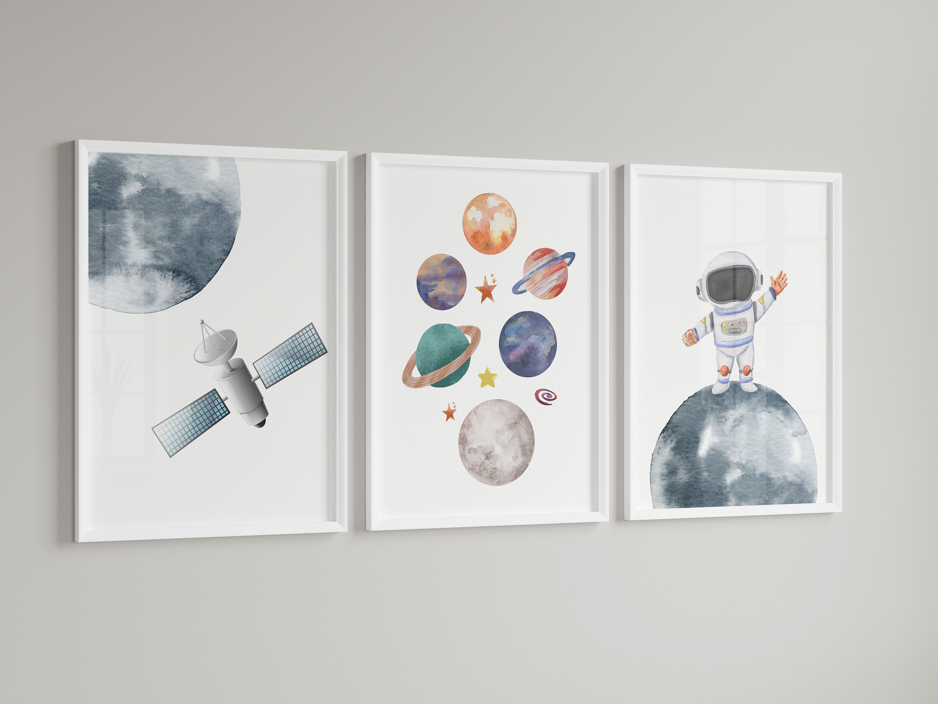 Space Nursery Prints, Outer Space Printable Wall Art Set of 3 for ...
