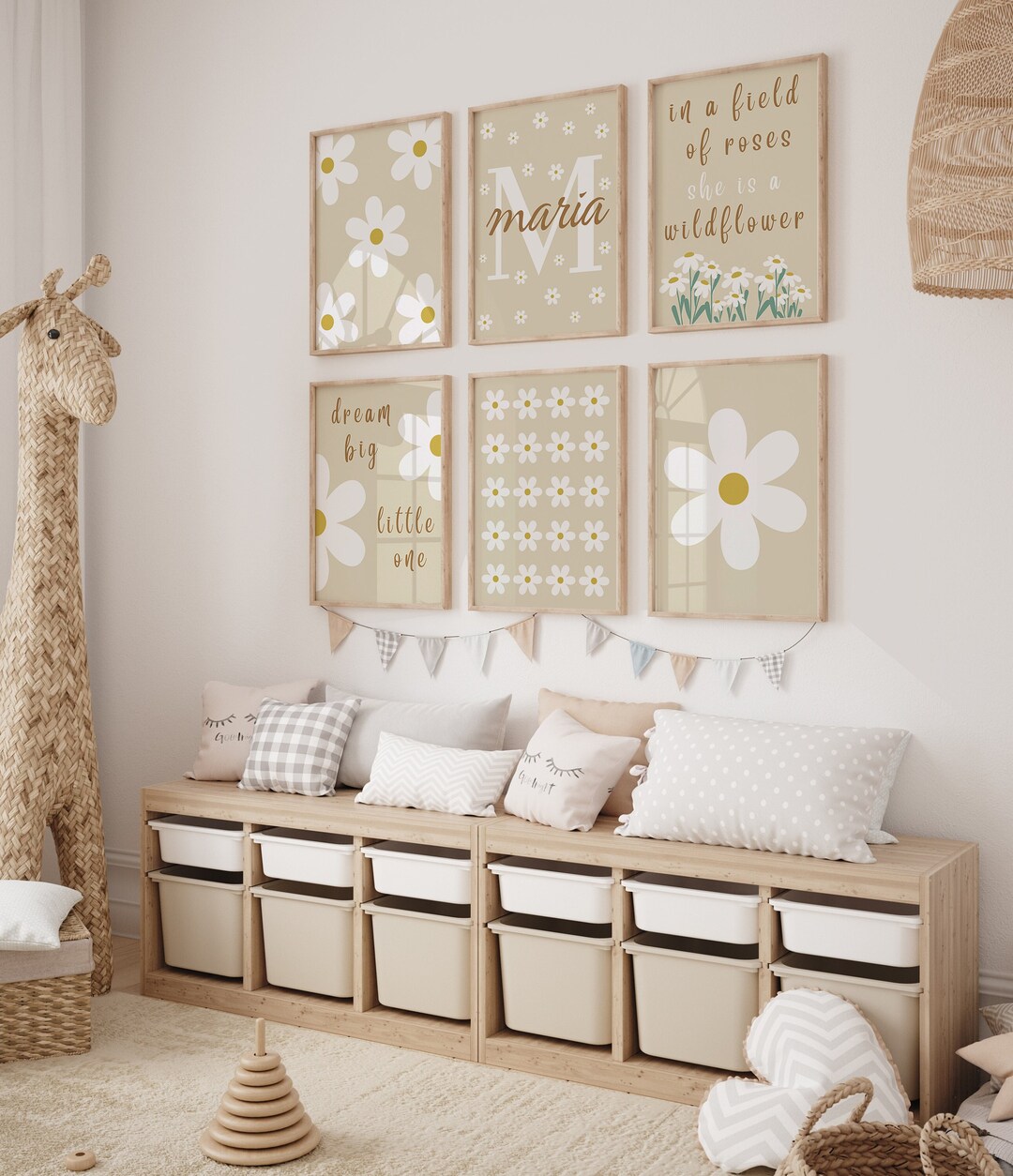Daisy Print, Daisy Wall Art , Daisy Nursery Print, Personalised Name ...
