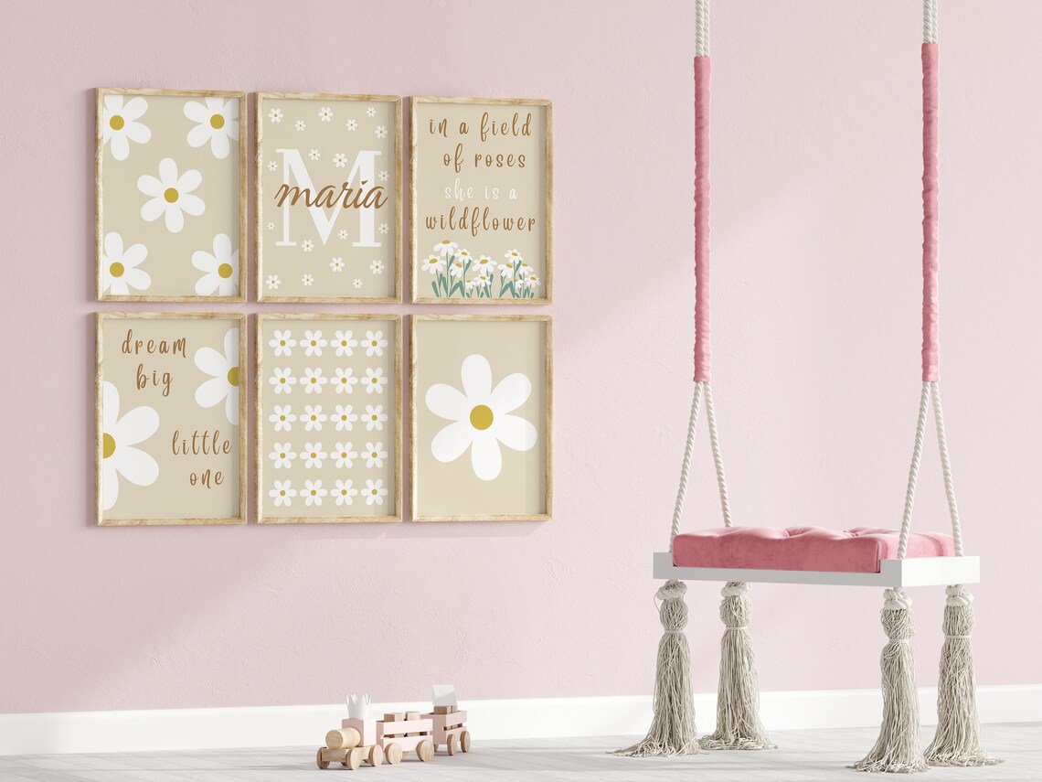 Daisy Print, Daisy Wall Art , Daisy Nursery Print, Personalised Name ...