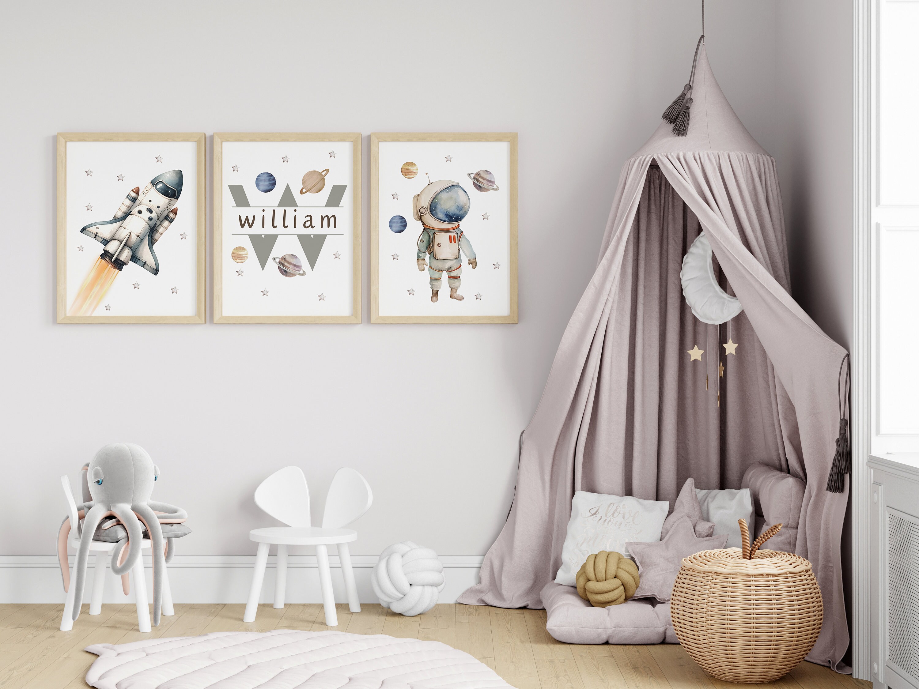 Space Nursery Prints, Outer Space Printable Wall Art Set of 3 for ...
