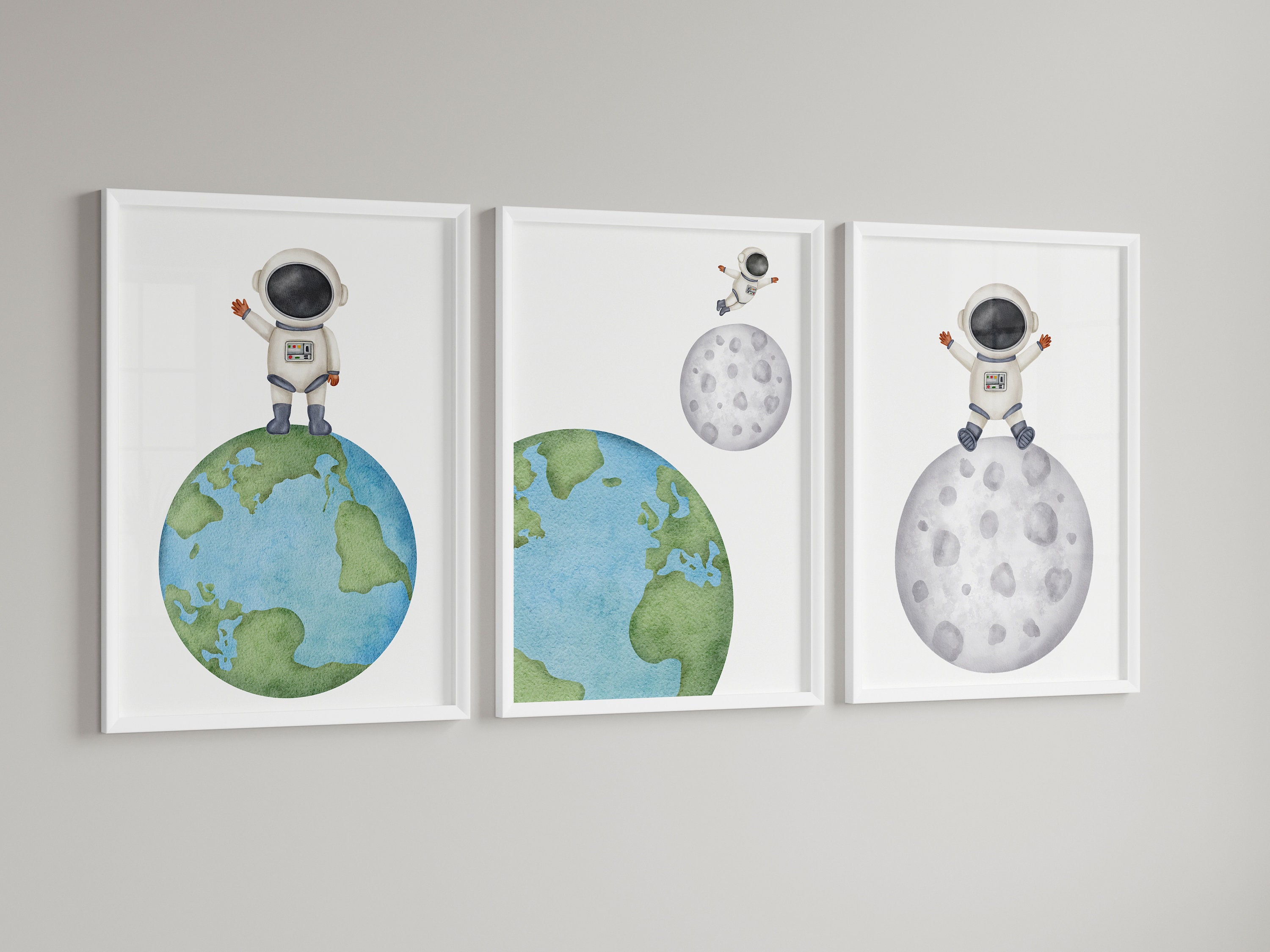 Outer Space Printable Wall Art Set of 3 for Boy Nursery Decor, Digital ...