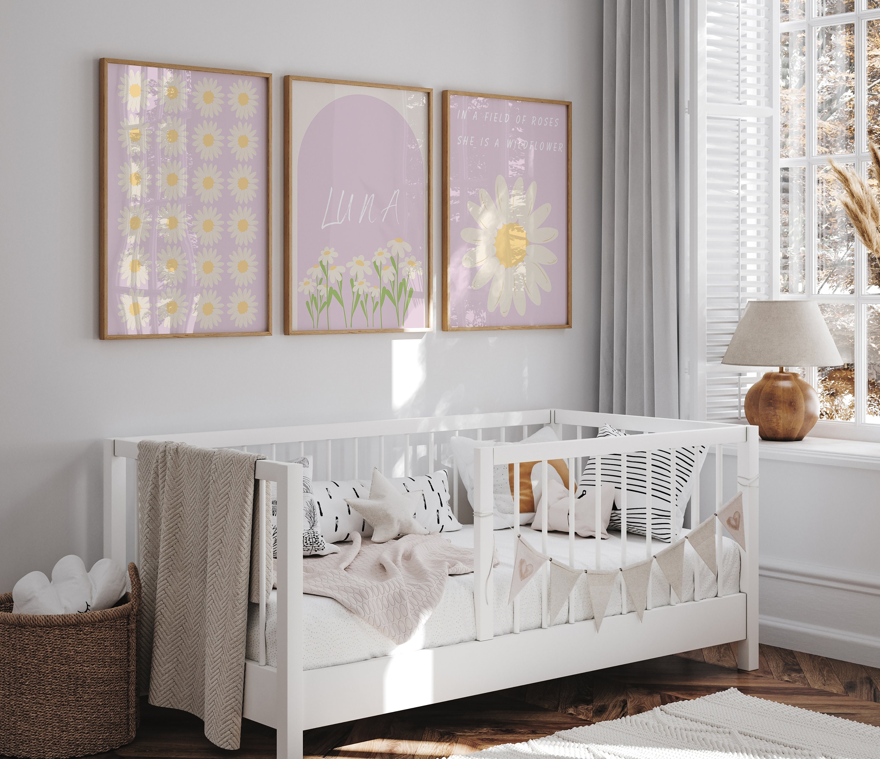 Daisy Print, Daisy Wall Art, Daisy Nursery Print, Personalised Name ...