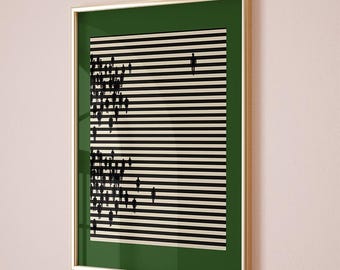 Minimalist Tiny People art , Retro poster style , geometric Lines Wall Art , Dark Green Decor , Modern Abstract Home Decor , dreamy wall art