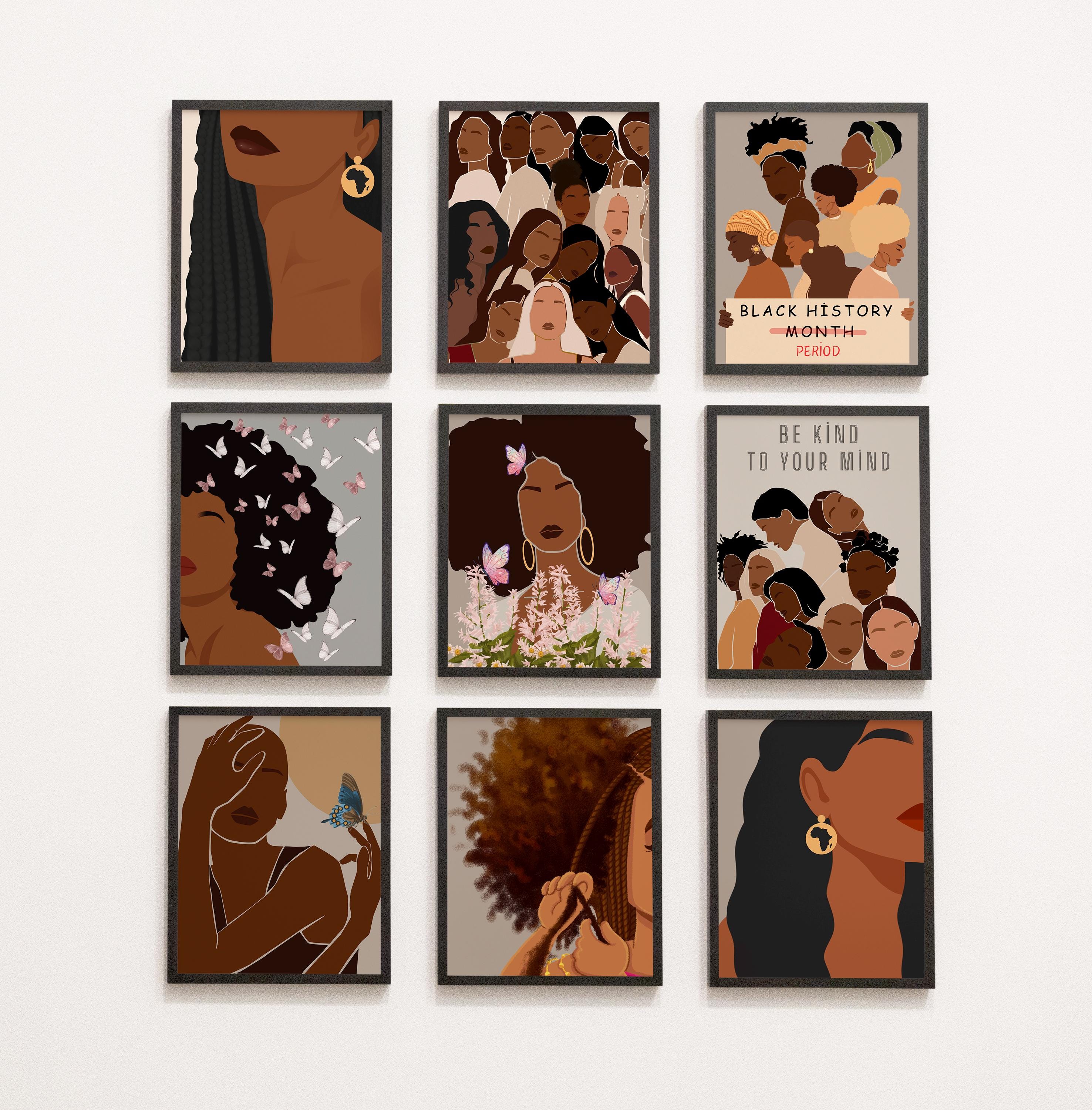 Black Woman Wall Art Set of 30 | Modern African American Prints - Etsy
