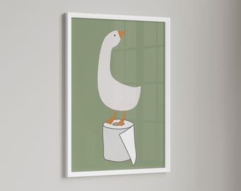 Bathroom wall decor , Silly goose bathroom art print, toilet paper, bathroom kids art, Saga Green Nursery Decor, Toilet Art, Funny Art Print