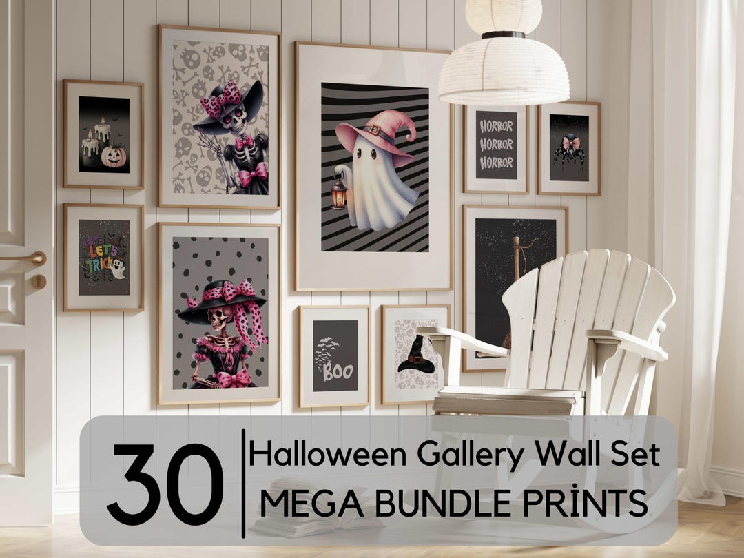 Halloween Wall Art Printable Set of 30, Spooky Haunted House Print ...
