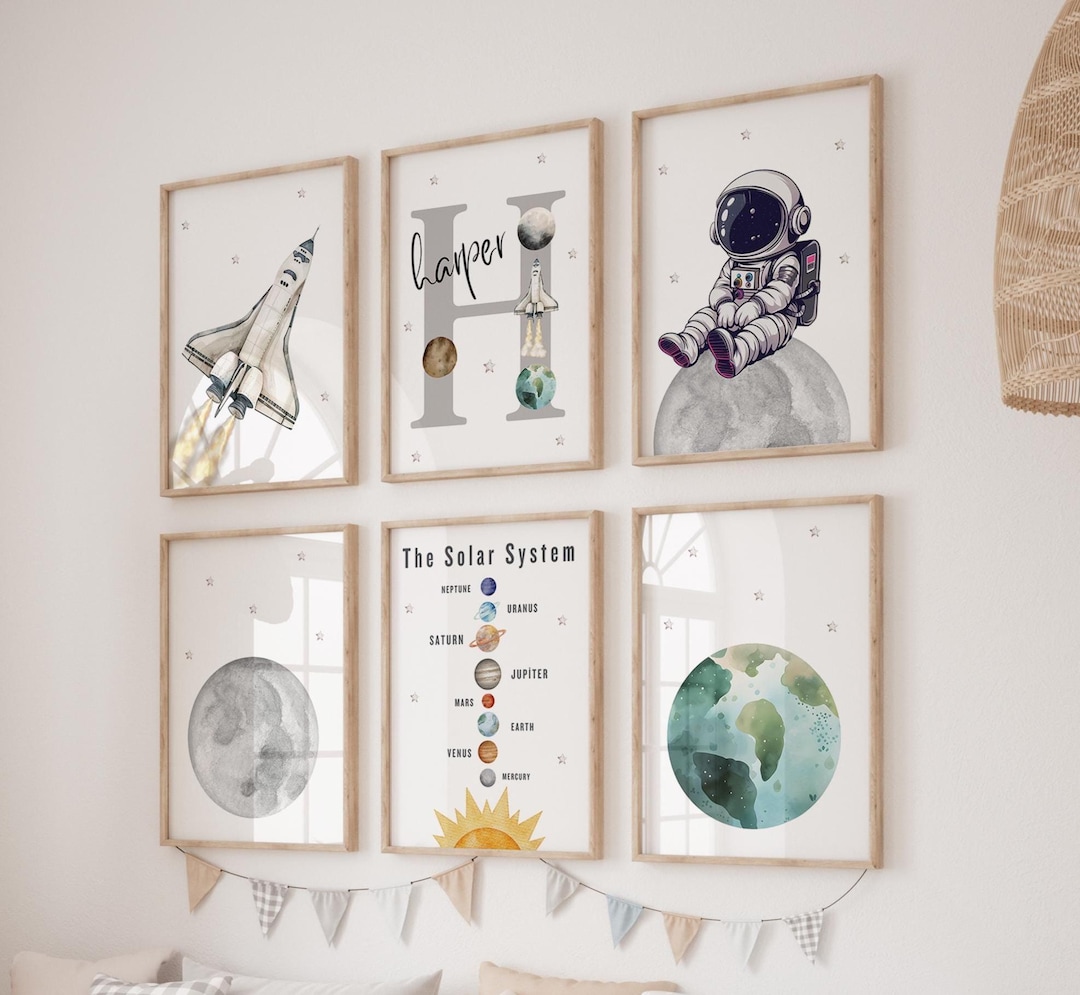 Space Nursery Prints, Outer Space Printable Wall Art Set of 6 for ...
