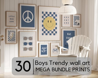 Boys Trendy Digital Prints Set Of 30 mega bundle wall art , Boy's Room Wall Art , Kids Room Art Prints, Nursery Wall Art, Toddler Room Decor
