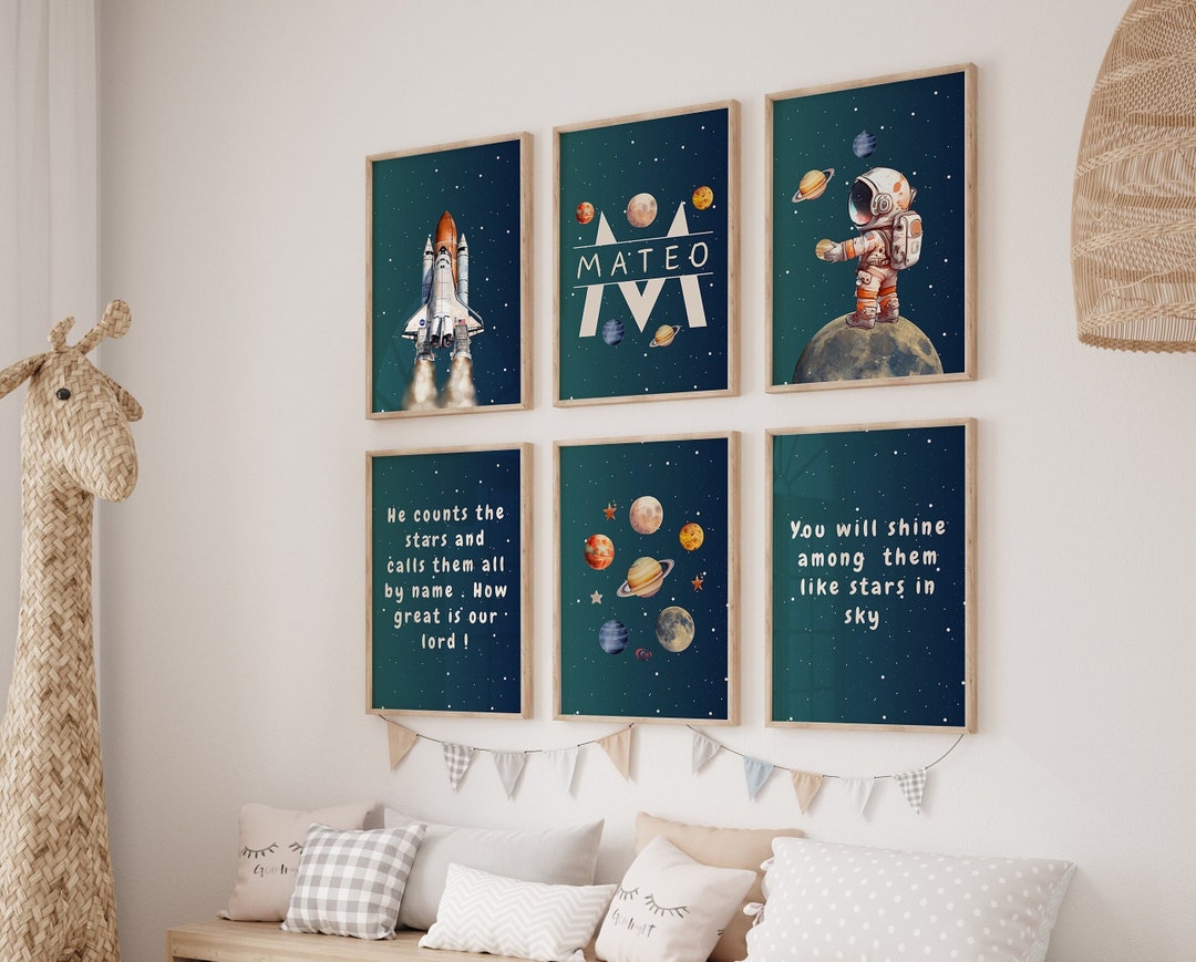 Outer Space Printable Wall Art Set of 6 for Nursery Decor, Solar System ...