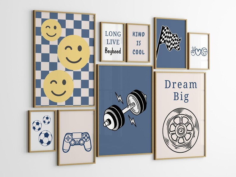 Boy's Room Wall Art , Boys Trendy Digital Prints Set of 30 Mega Bundle