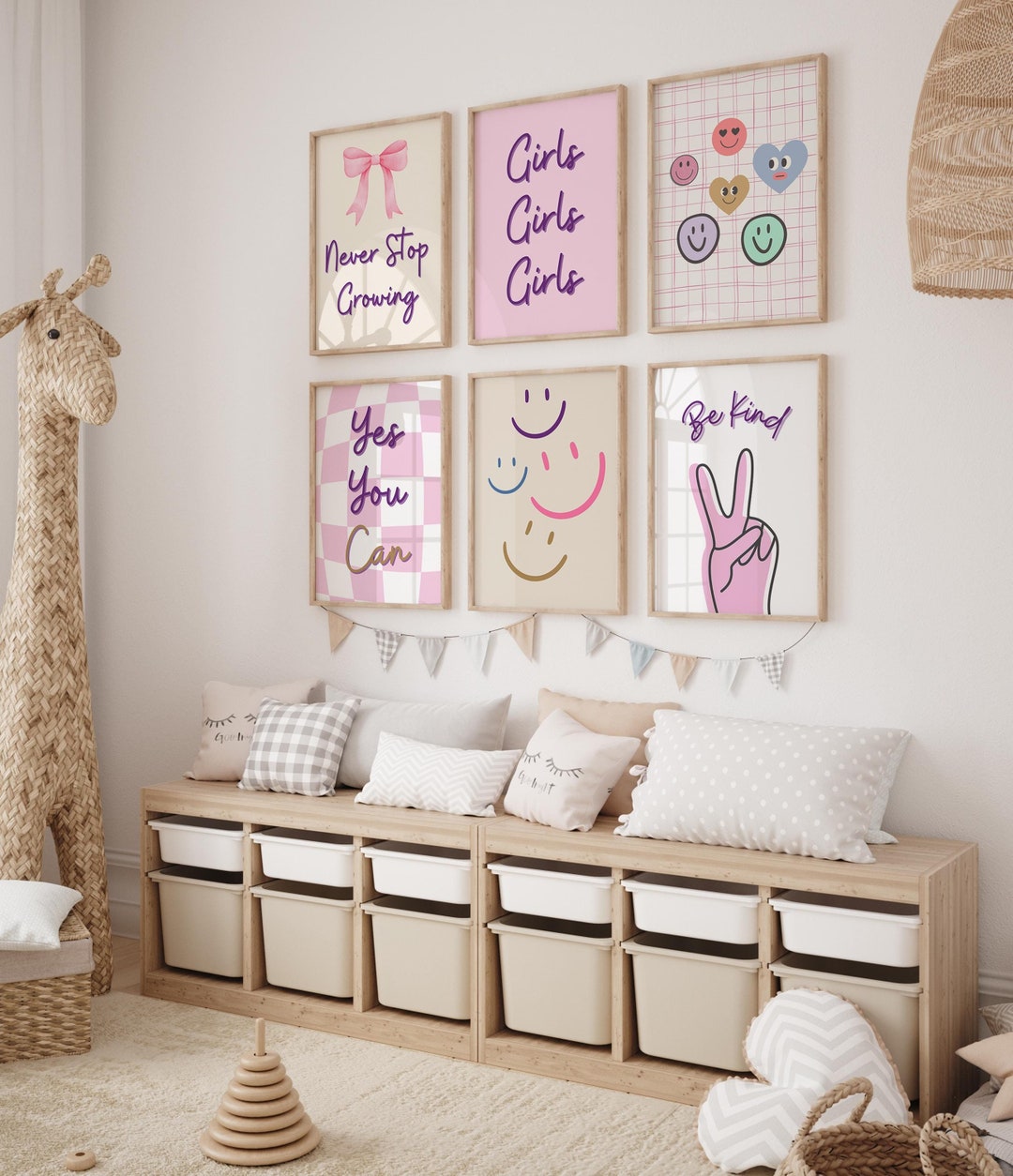 Girls Trendy Wall Art Set , Dorm Decor for College Girls, Boho Girls ...