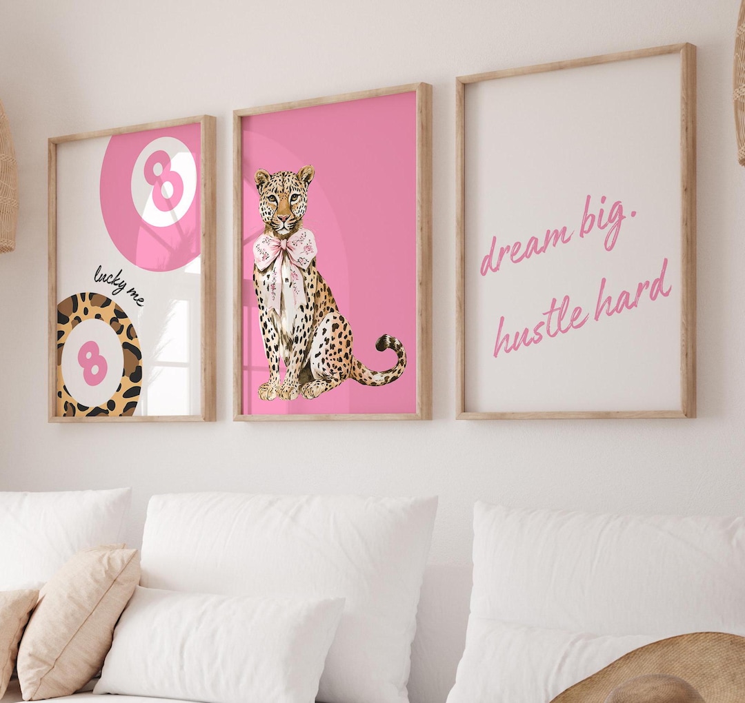 Trendy Prints Pink Leopard Cheetah Print Pink Set of 3, 8