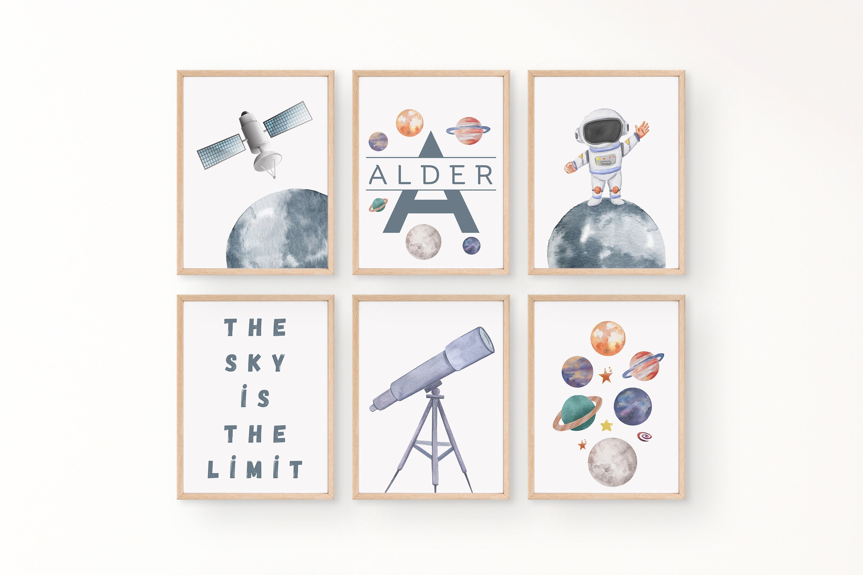 Space Nursery Prints, Outer Space Printable Wall Art Set of 6 for ...