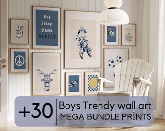 Kids Room Art Prints, Boys Trendy Digital Prints Set Of 30 mega bundle wall art , Boy's Room Wall Art , Nursery Wall Art, Toddler Room Decor