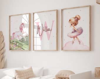 Girls Bedroom Prints,Girls Wall Art,Ballerina prints, Unicorn Prints,Unicorn Decor,Nursery prints,Pink Decor,Rainbow prints,Girls Room Decor