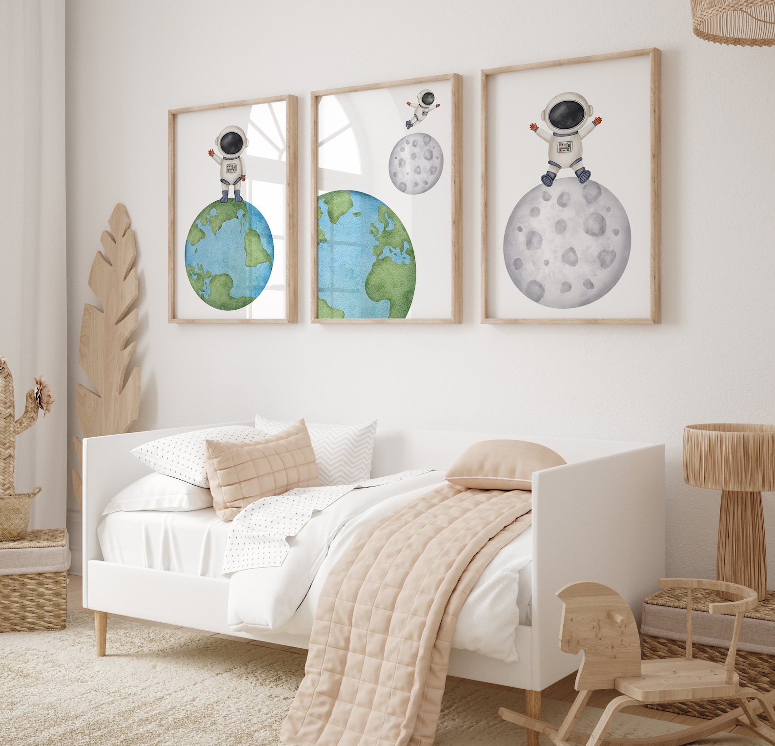 Outer Space Printable Wall Art Set of 3 for Boy Nursery Decor, Digital ...
