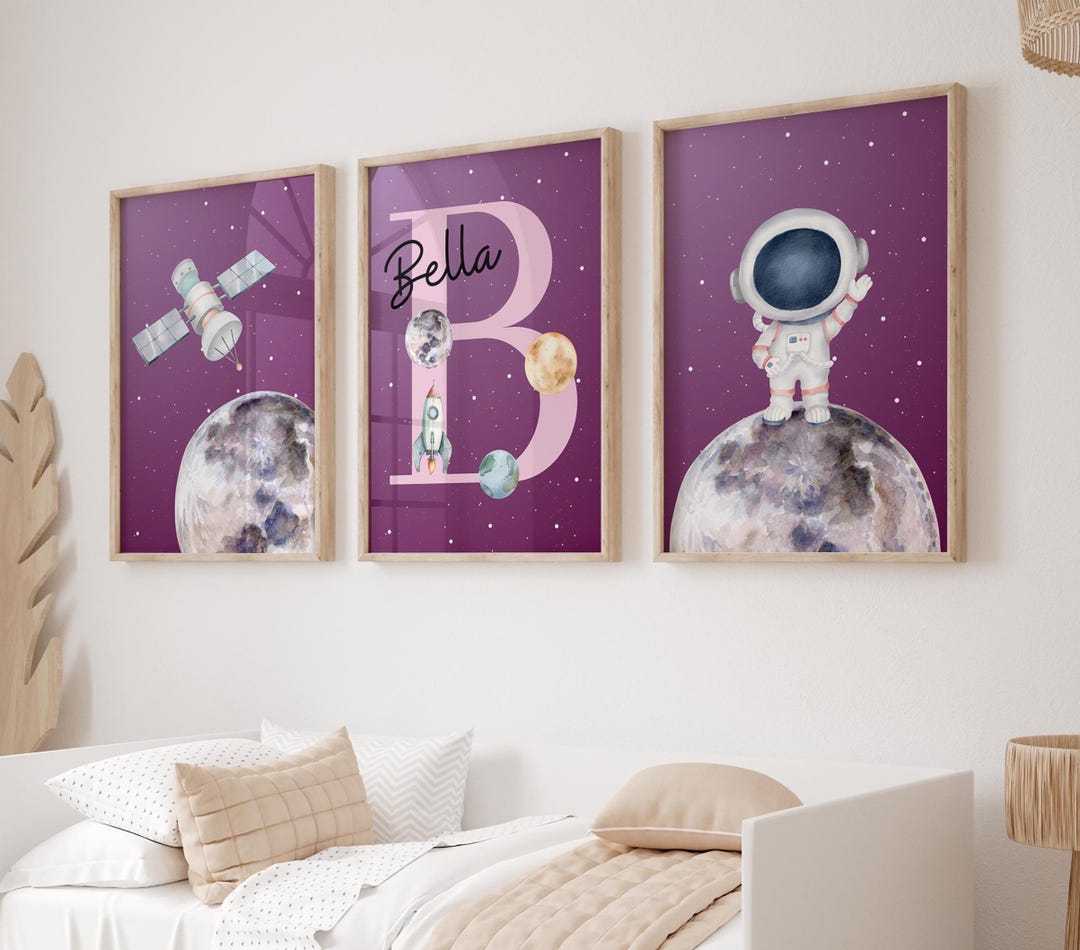 Space Purple Nursery Decor Outer Space Printable Wall Art Space Nursery ...