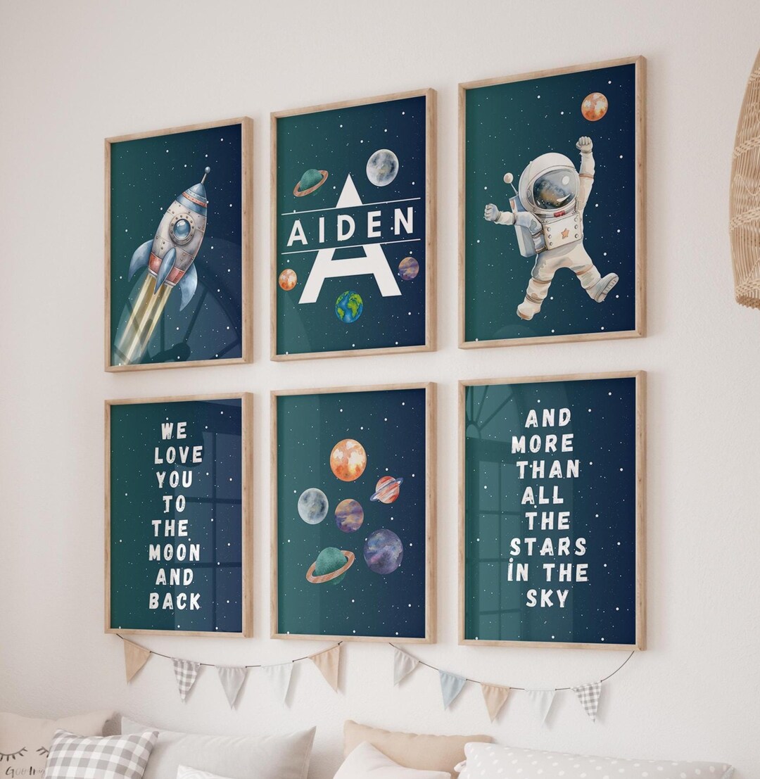 Space Nursery Prints, Outer Space Printable Wall Art Set of 6 for ...