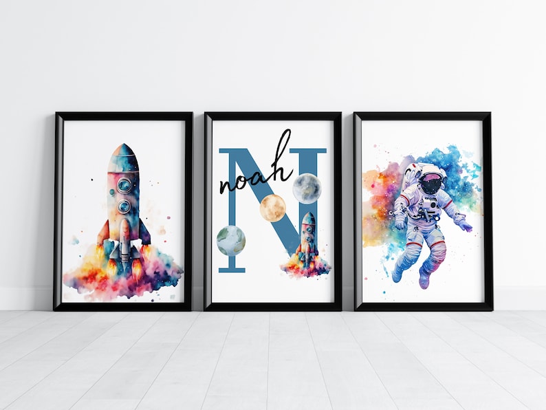 Space Kids Prints, Outer Space Printable Wall Art Set of 3 for Kids ...