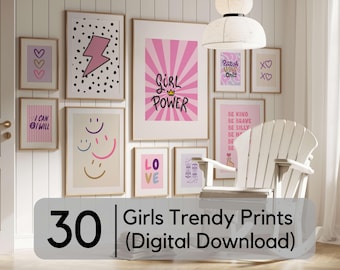 Girls Trendy Wall Art Prints, Dorm Decor Mega Bundle (Digital Download)