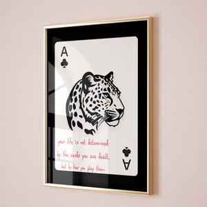 Wydruki na karty do gry Modne wydruki na ścianę Wydruki na karty retro Wystrój preppy Wydruki cyfrowe - wydruk na ścianę z lampartem - Preppy Black White Gallery
