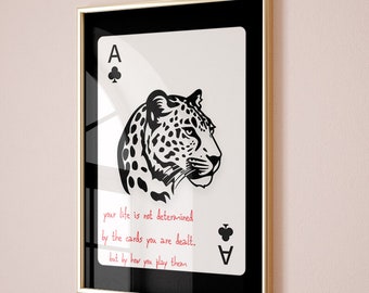 Spielkarte Print Trendige Wand Kunst Drucke Retro Karte Dekor Preppy Poster Digital Drucke - Leopard Wand Kunstdruck- Preppy Schwarz Weiß Galerie