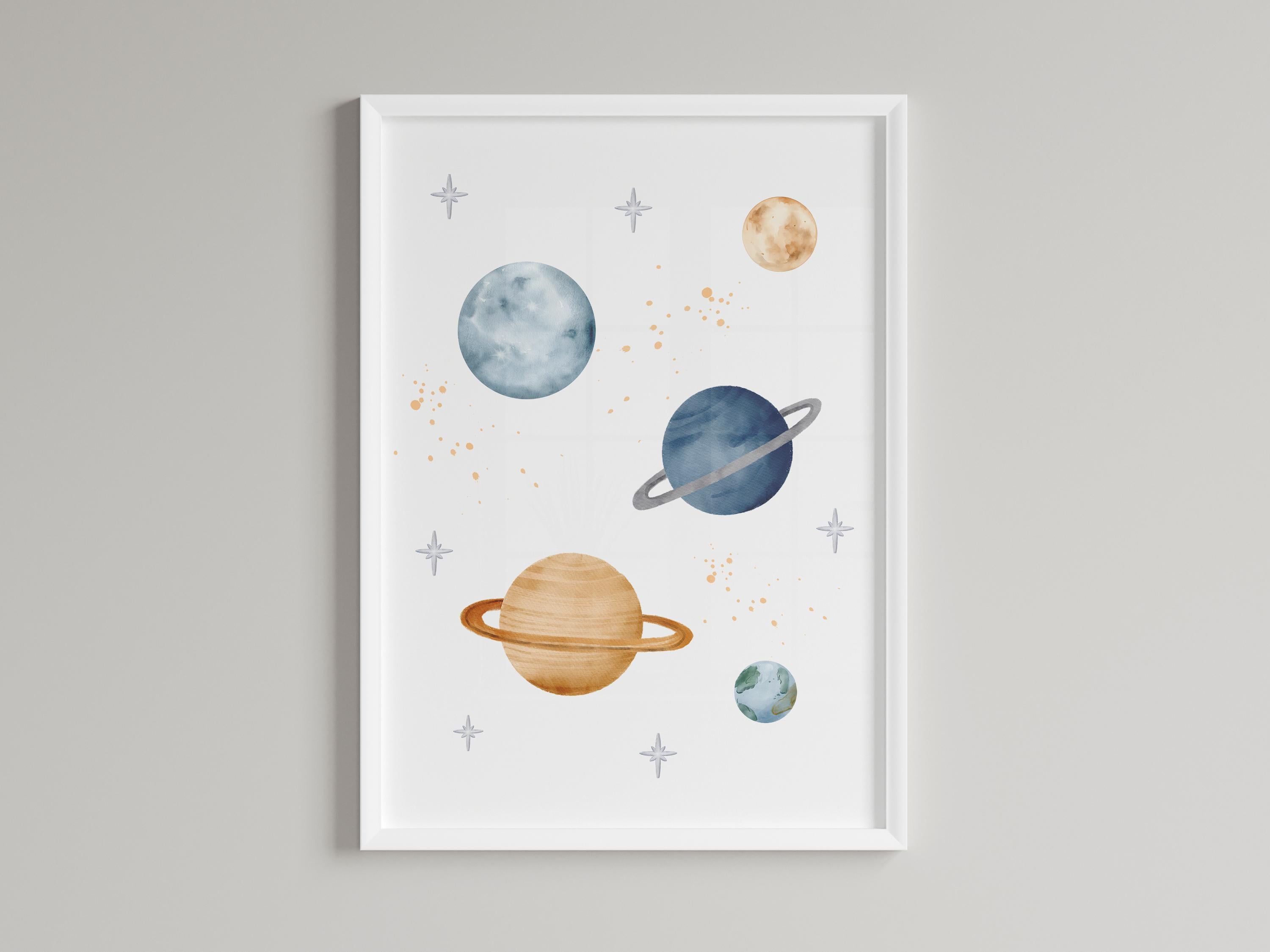 Space Nursery Prints, Solar System Wall Art Set of 6 (digital Download ...