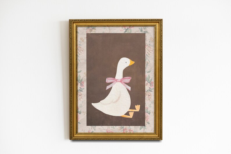 面白いガチョウのプリント、ヴィンテージの美的保育室、抽象的なヴィンテージ絵画、ガチョウの子供部屋、ガチョウのテーマ、鳥のプリント、面白い壁アートプリント 画像 3
