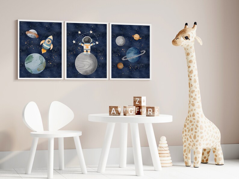 Space Nursery Prints, Outer Space Printable Wall Art Set of 3 for ...