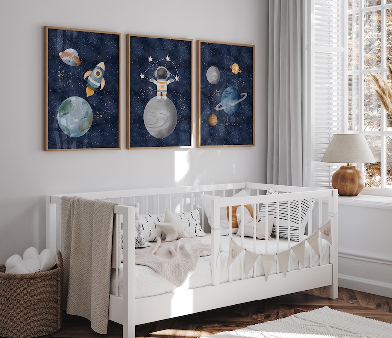 Space Nursery Prints, Outer Space Printable Wall Art Set of 3 for ...