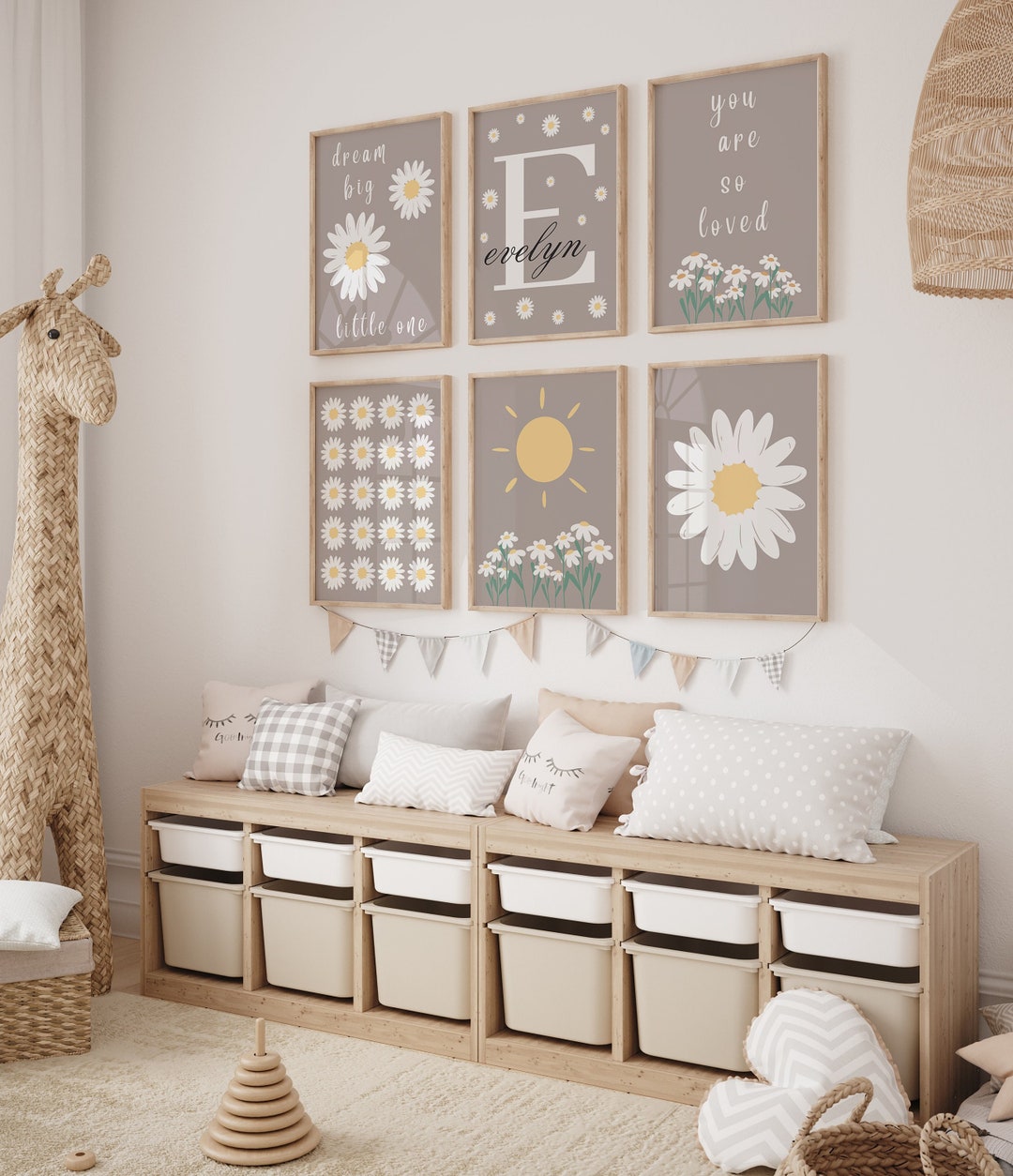 Daisy Print, Daisy Wall Art , Daisy Nursery Print, Personalised Name ...