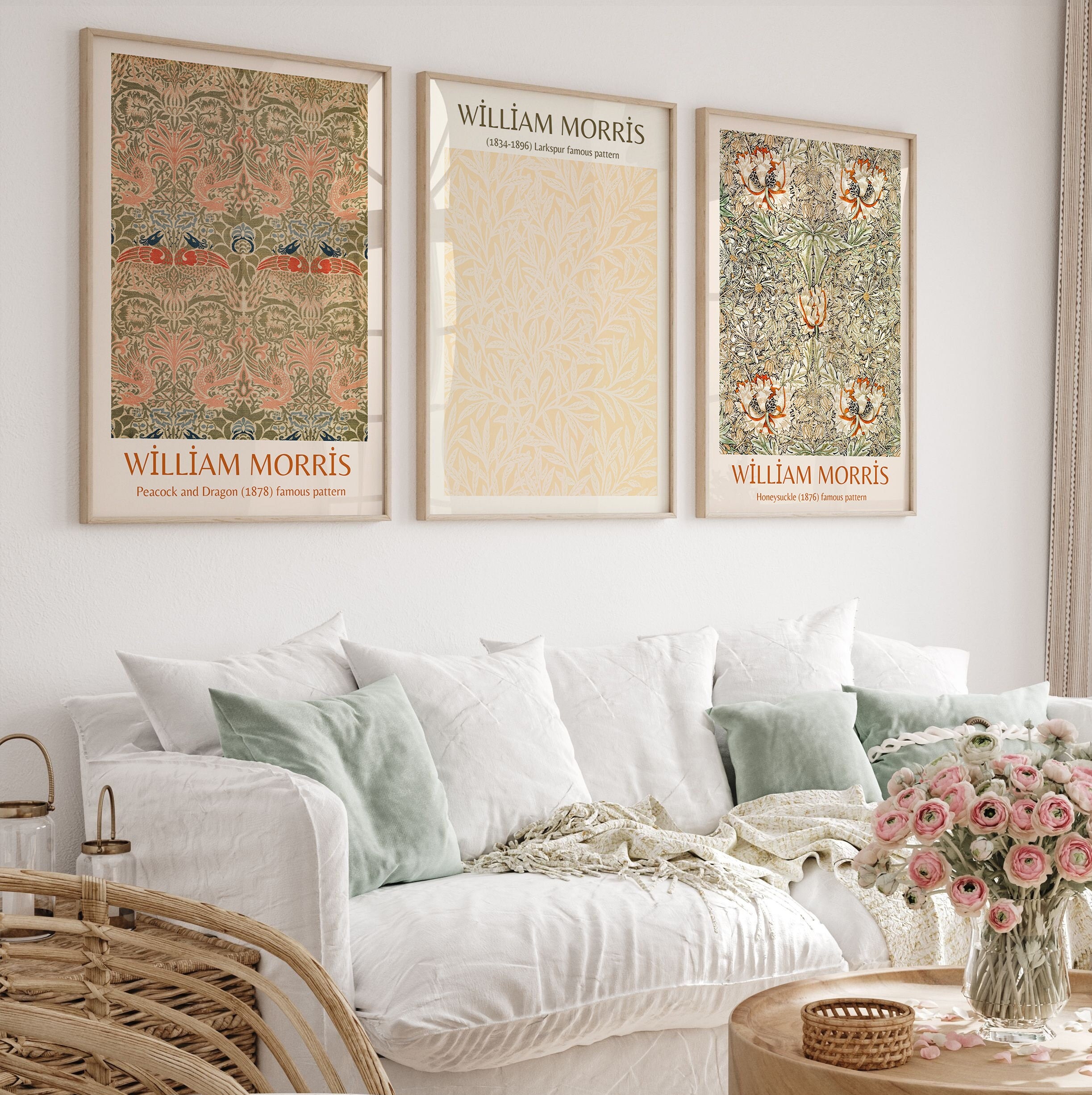William Morris Set of 3 Prints, Retro Exhibition Print Wall Art, Morris ...