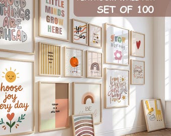 100 Kids Playroom Wall Art Prints – Nursery Animal Posters (Digital Download)