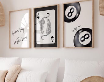 Black Leopard Wall Art Prints Set of 3 Leopard Cheetah Print 8 Ball Lucky Trendy Animal Print Poster Trendy Y2K Home Decor Digital Download