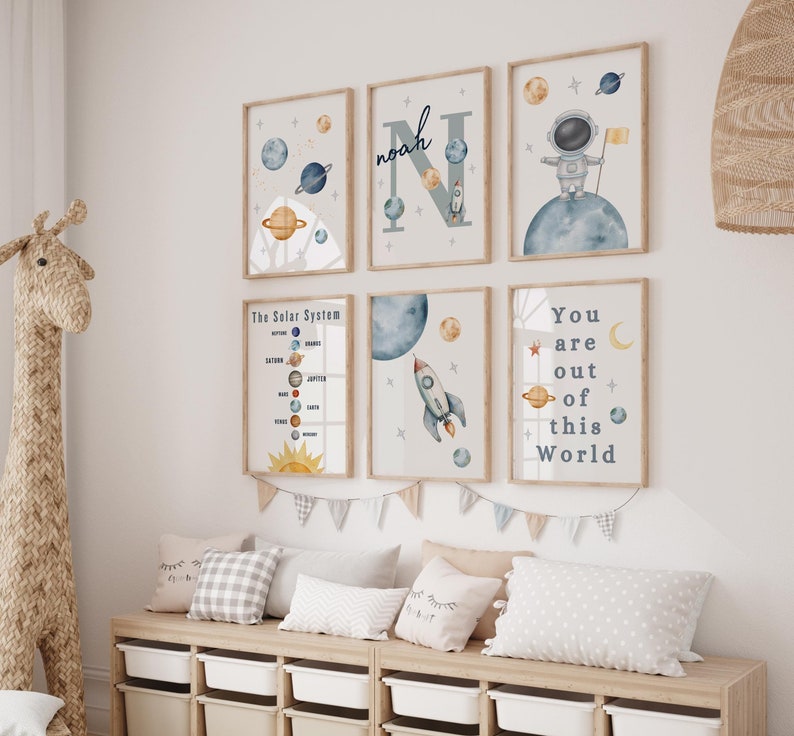 Space Nursery Prints, Solar System Wall Art Set of 6 (digital Download ...