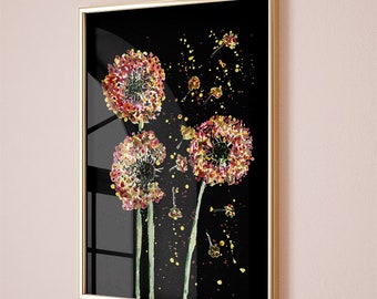 Farmhouse Wall Decor,dandelion printable,dark wall art,dandelion wall art,dandelion print,Neutral Wall Art,Living room bedroom nursery decor