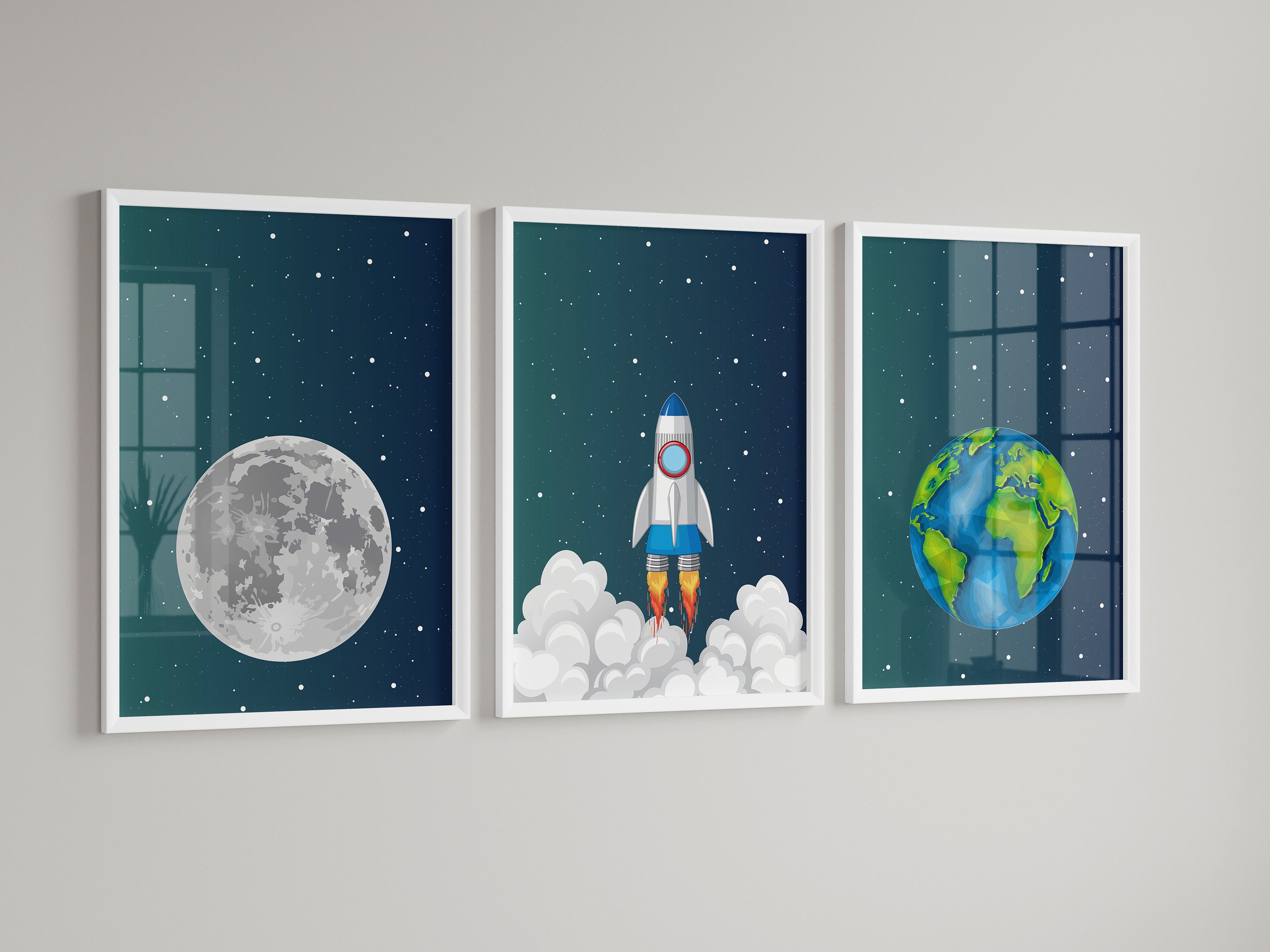 Space Nursery Prints,outer Space Printable Wall Art Set of 3 for ...