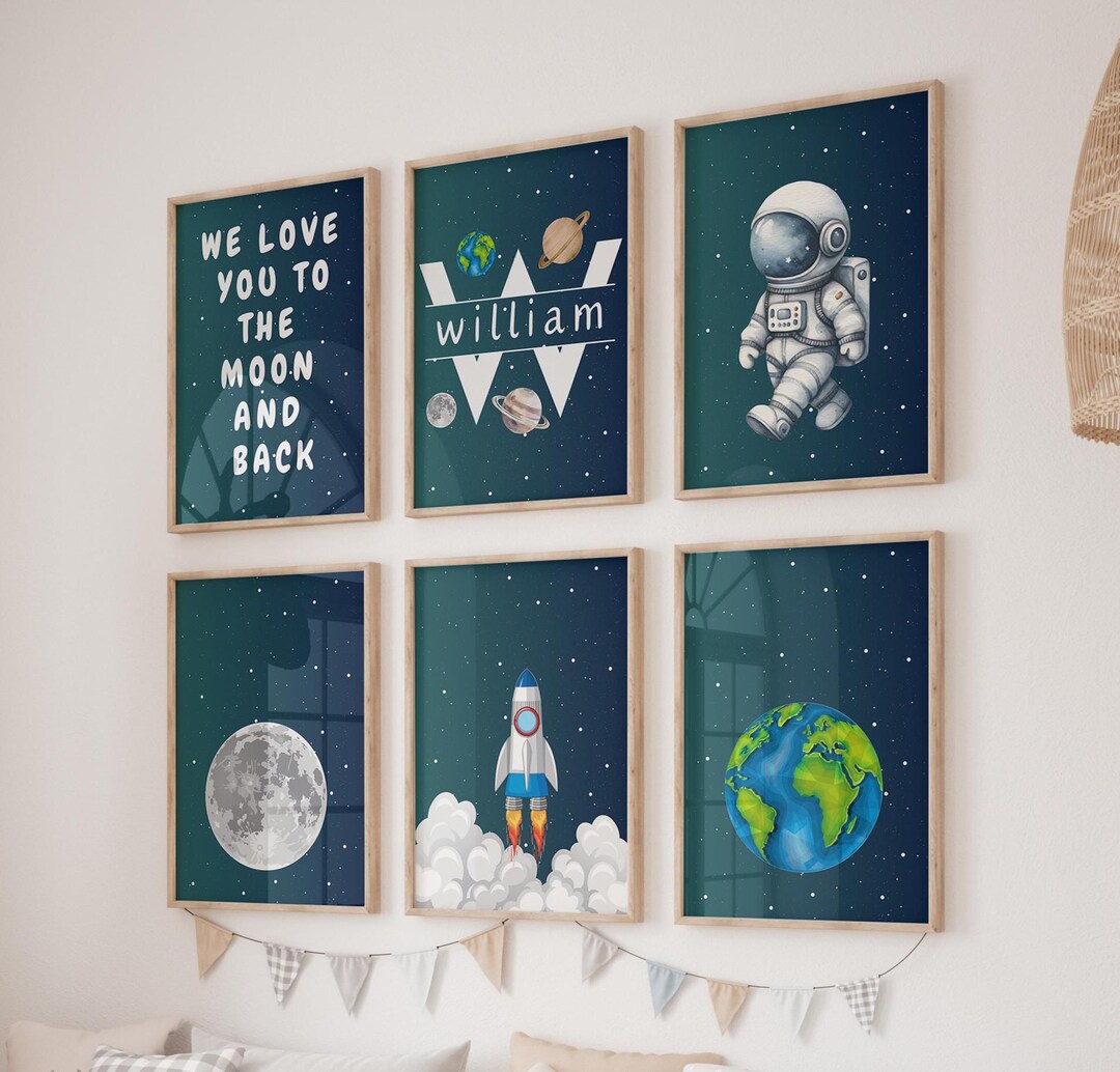 Space Nursery Prints, Outer Space Printable Wall Art Set of 6 for ...