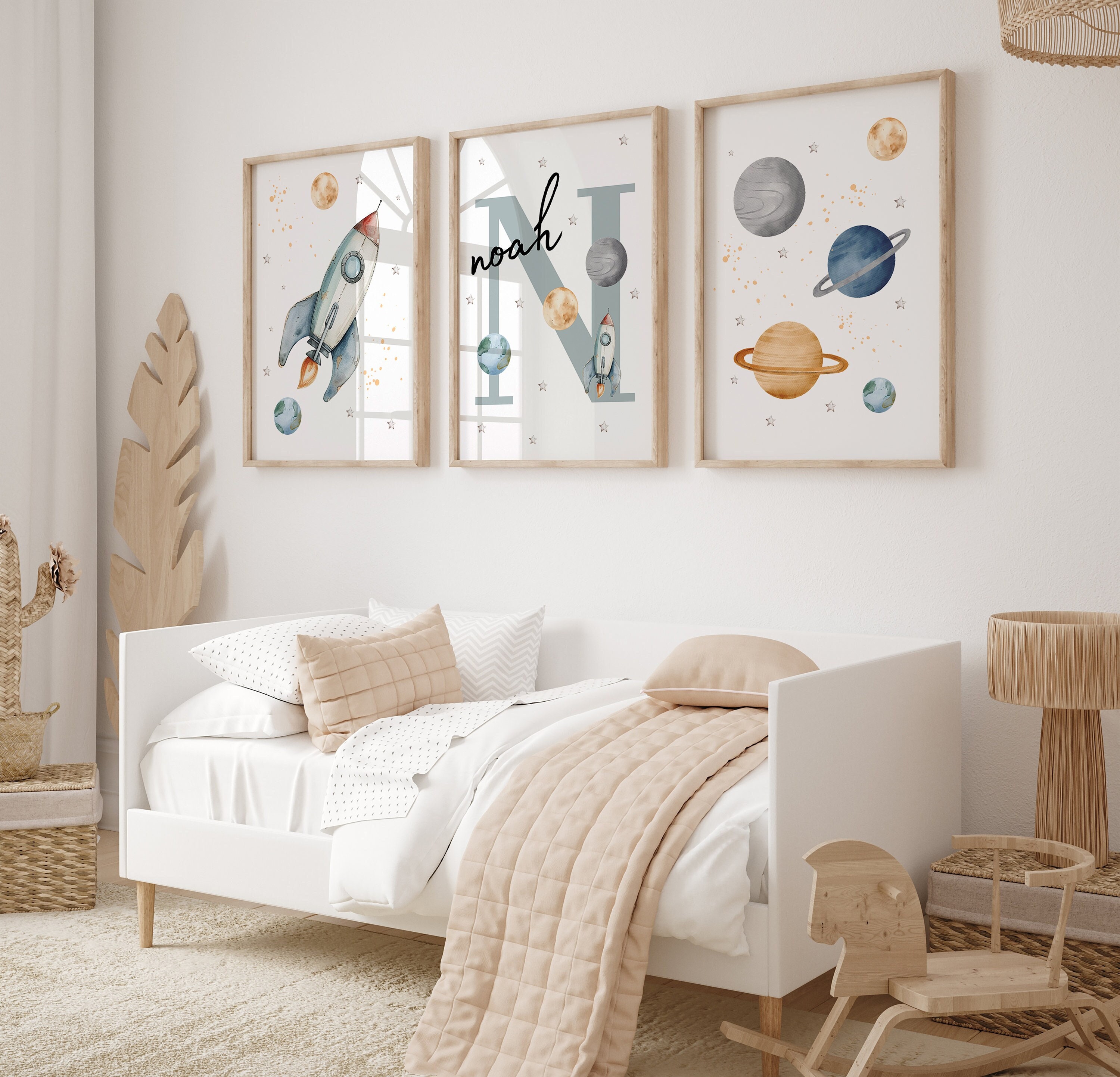 Personalised Space Initial Print,Solar system print,Space Nursery Prints,Outer Space Printable Wall Art Set of 3, Nursery Decor,space travel