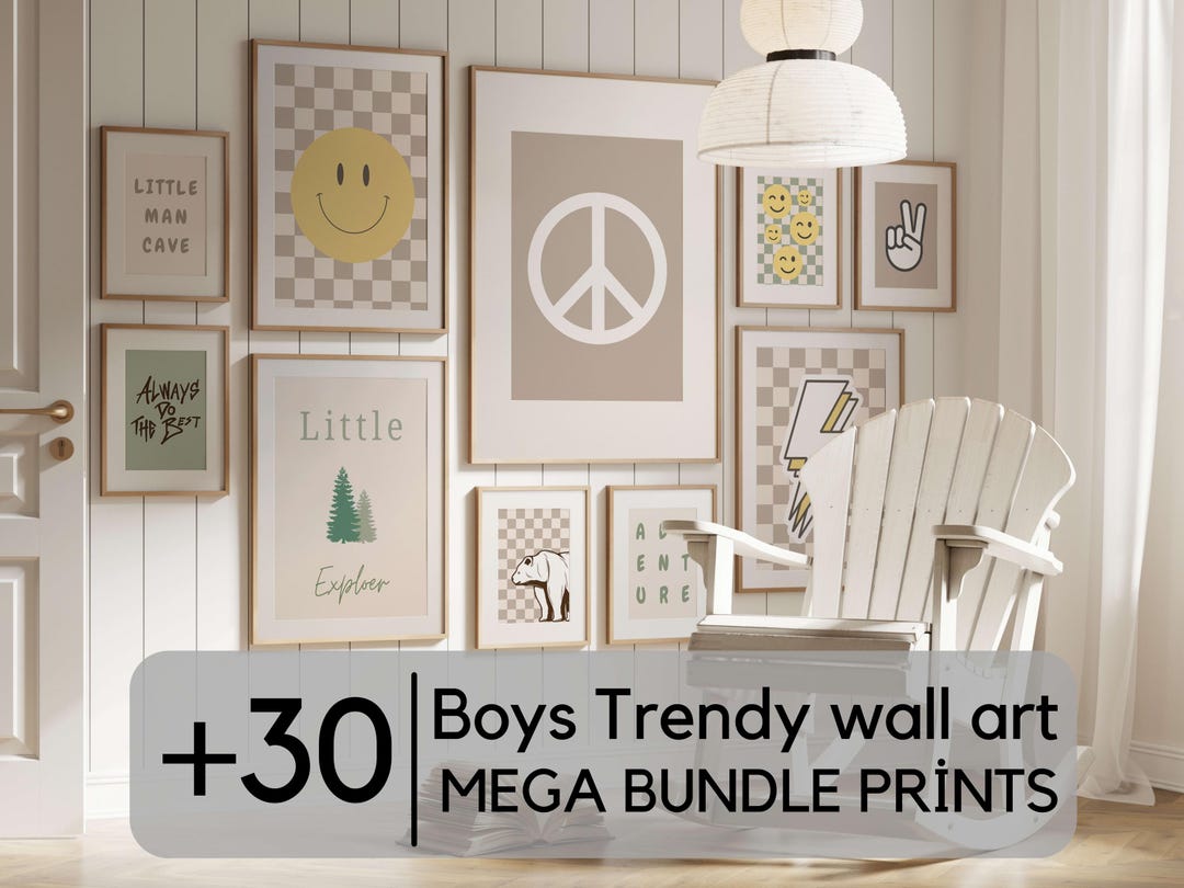 Boys Room Prints Set of 30, Trendy Nursery Wall Art (digital Download ...