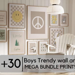 Set di 30 stampe digitali alla moda per ragazzi, mega bundle di arte murale, arte murale per la cameretta dei ragazzi, stampe artistiche per la cameretta dei bambini, arte murale per la cameretta dei bambini, decorazioni per la cameretta dei bambini