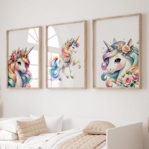 Unicorn Wall Art Prints Set of 3 , Unicorn Nursery Decor , Girl Bedroom Wall Art prints , Unicorn Decor , Kids Room Decor , Magical Unicorns