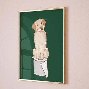 Badezimmer Wand Dekor, Hund Badezimmer Kunstdruck, Toilettenpapier, Badezimmer Kinder Kunst, dunkelgrüne Kinderzimmer Dekoration, Toilette Kunst, Hund lustig Kunstdruck