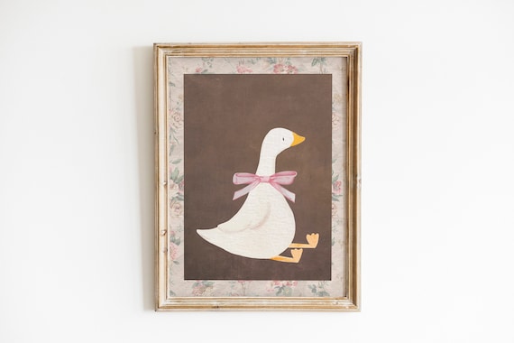 Silly Goose print, Vintage Aesthetic Nursery, Abstract Vintage Painting, Goose Children's Room, Goose Theme,bird print, Funny Wall Art print